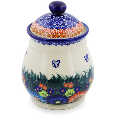 Polish Pottery Jar with Lid 8&quot; Butterfly Splendor