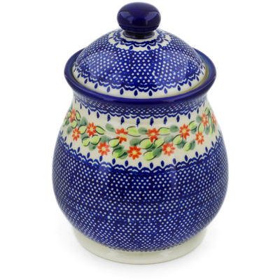 Polish Pottery Jar with Lid 8&quot; Elegant Garland