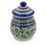Polish Pottery Jar with Lid 8&quot; Flor-de-lis UNIKAT
