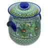 Polish Pottery Jar with Lid 8&quot; Green Fantasy UNIKAT