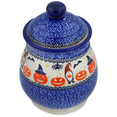 Polish Pottery Jar with Lid 8&quot; Harvest Haunt