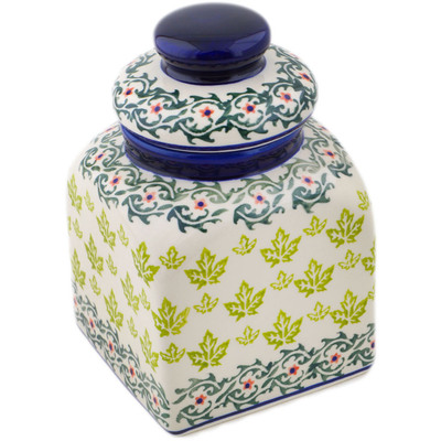 Polish Pottery Jar with Lid 8" Maple Days