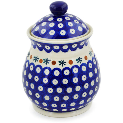 Polish Pottery Jar with Lid 8&quot; Mosquito