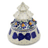 Polish Pottery Jar with Lid 8&quot; Orange And Blue Flower
