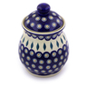 Polish Pottery Jar with Lid 8&quot; Peacock
