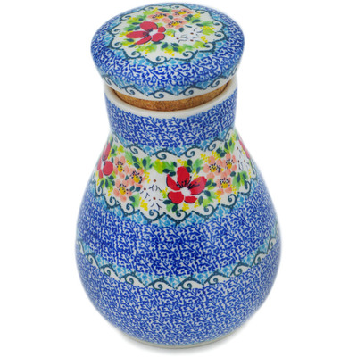 Polish Pottery Jar with Lid 8&quot; Petal Dance UNIKAT