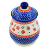 Polish Pottery Jar with Lid 8&quot; Red Daisy