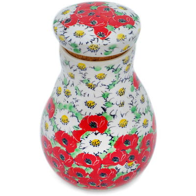 Polish Pottery Jar with Lid 8&quot; Spring Blossom Harmony UNIKAT