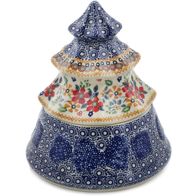 Polish Pottery Jar with Lid 8&quot; Summer Bouquet UNIKAT