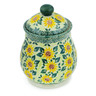 Polish Pottery Jar with Lid 8&quot; Sunflower Fields