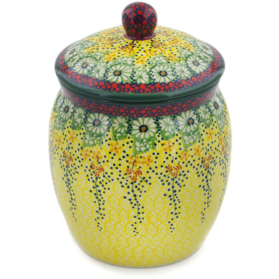 Polish Pottery Jar with Lid 8&quot; Sunshine Grotto UNIKAT