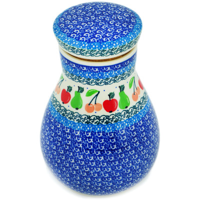 Polish Pottery Jar with Lid 8&quot; Tooty Fruity