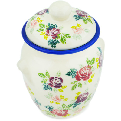 Polish Pottery Jar with Lid 8&quot; Vintage Rose