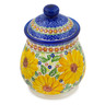 Polish Pottery Jar with Lid 8&quot; Yellow Petal Bliss UNIKAT