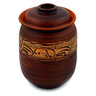 Polish Pottery Jar with Lid 9&quot; Brown