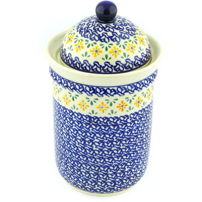 Polish Pottery Jar with Lid 9&quot;