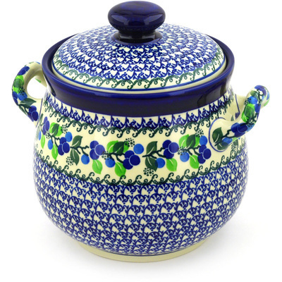 Polish Pottery Jar with Lid 9&quot; Limeberry