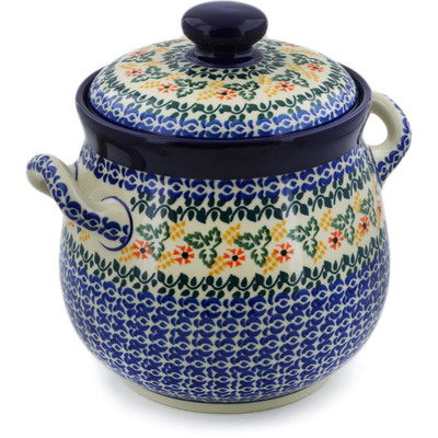Polish Pottery Jar with Lid 9&quot; Lovely Vines