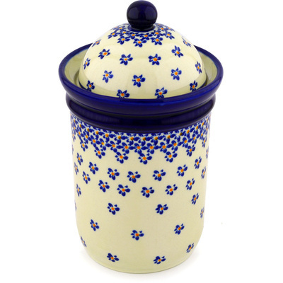 Polish Pottery Jar with Lid 9&quot; Remember Me