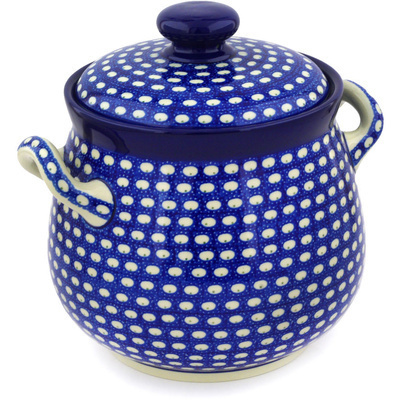 Polish Pottery Jar with Lid 9&quot; Stepping Stones
