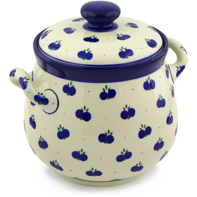 Polish Pottery Jar with Lid 9&quot; Wild Blueberry