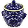 Polish Pottery Jar with Lid and Handles 10&quot; Blue Eyes