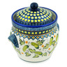 Polish Pottery Jar with Lid and Handles 10&quot; Cucumber Patch