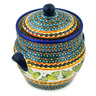 Polish Pottery Jar with Lid and Handles 10&quot; Cucumber Patch