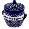 Polish Pottery Jar with Lid and Handles 10&quot; Flowering Peacock