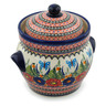 Polish Pottery Jar with Lid and Handles 10&quot; Spring Splendor UNIKAT