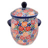 Polish Pottery Jar with Lid and Handles 10&quot; Warm Summer UNIKAT