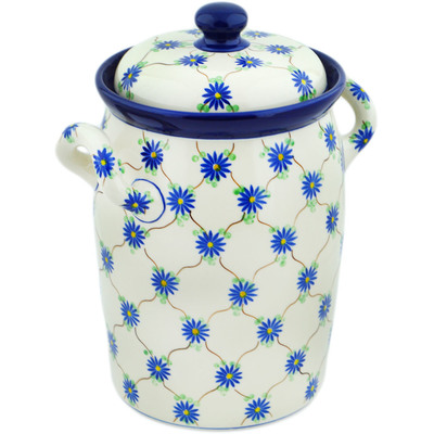 Polish Pottery Jar with Lid and Handles 11&quot; Aster Trellis