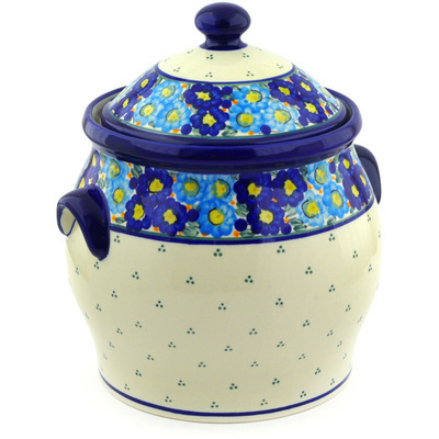 Polish Pottery Jar with Lid and Handles 11&quot; Aura