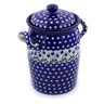 Polish Pottery Jar with Lid and Handles 11&quot; Bleeding Heart Peacock