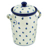 Polish Pottery Jar with Lid and Handles 11&quot; Blue Buds