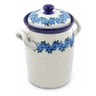 Polish Pottery Jar with Lid and Handles 11&quot; Blue Rose