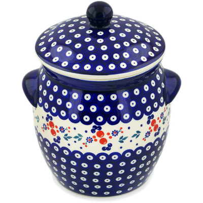 Polish Pottery Jar with Lid and Handles 11&quot; Burst Of Berries