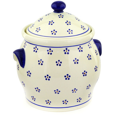 Polish Pottery Jar with Lid and Handles 11&quot; Daisy Dots