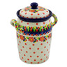 Polish Pottery Jar with Lid and Handles 11&quot; Floral Puzzles UNIKAT