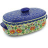 Polish Pottery Jar with Lid and Handles 11&quot; Folk Flowers UNIKAT