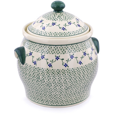 Polish Pottery Jar with Lid and Handles 11&quot;
