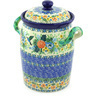 Polish Pottery Jar with Lid and Handles 11&quot; Hummingbird Meadow UNIKAT