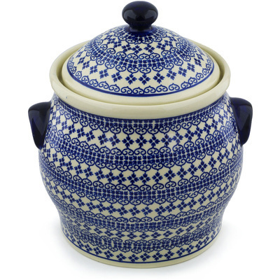 Polish Pottery Jar with Lid and Handles 11&quot; Kuchen And Kisses