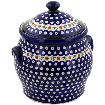 Polish Pottery Jar with Lid and Handles 11&quot; Mosquito