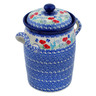 Polish Pottery Jar with Lid and Handles 11&quot; Poppy Happiness