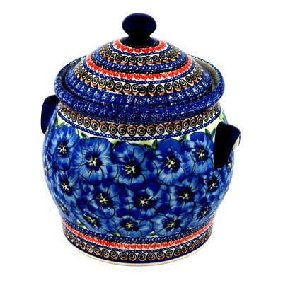Polish Pottery Jar with Lid and Handles 11&quot; Regal Bouquet UNIKAT