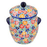 Polish Pottery Jar with Lid and Handles 11&quot; Warm Summer UNIKAT