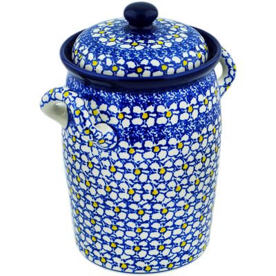 Polish Pottery Jar with Lid and Handles 11&quot; Whoopsy Daisy