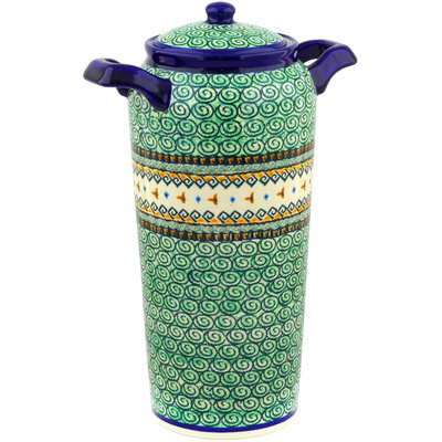 Polish Pottery Jar with Lid and Handles 14&quot; Albuquerque UNIKAT