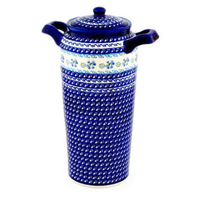 Polish Pottery Jar with Lid and Handles 14&quot; Spring Violets
